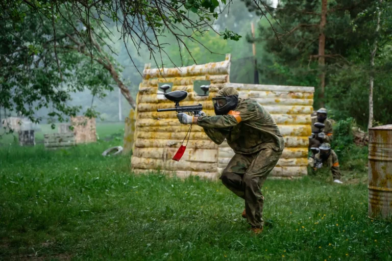 Person on the battlefield in a paintball